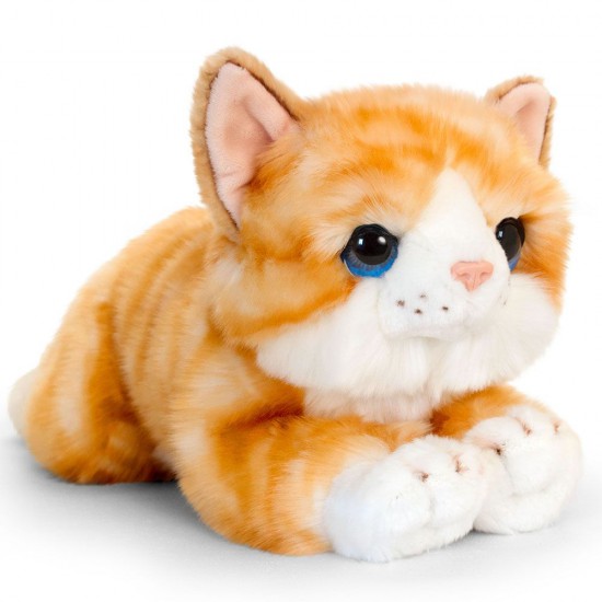 Keel Toys, Плюшено легнало коте, Оранжево, 32 см