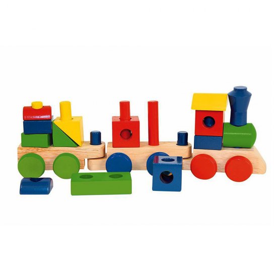 Дидактически дървен влак с 2 вагона