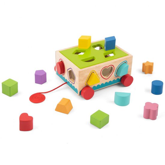 Tooky Toy, Дървена количка-сортер за дърпане