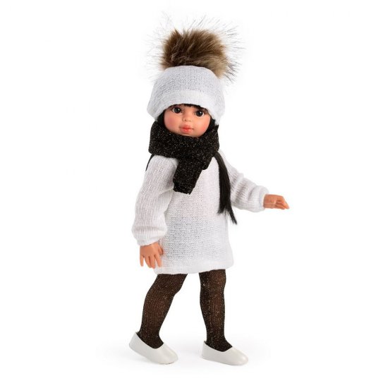 Кукла с бяла рокля и черен шал, Сабрина, 40 см