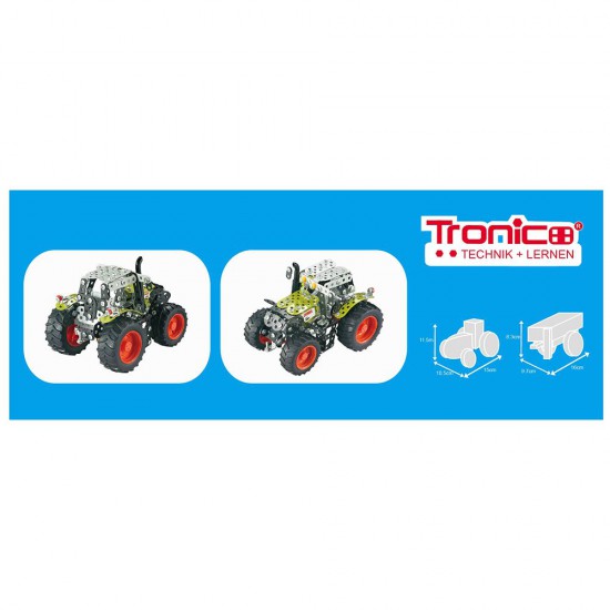 Mini Series, Метален конструктор Трактор Claas Arion 430 с ремарке, 700 части, Tronico