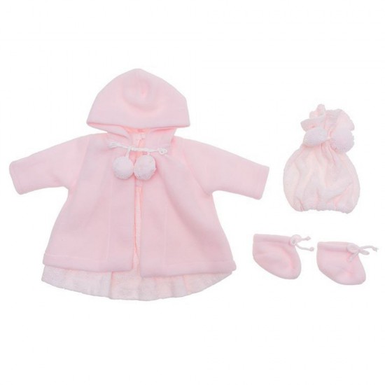 Дрехи за кукла, Розово палтенце, шапка и терлици, за кукла Лея, 46 см, Asi
