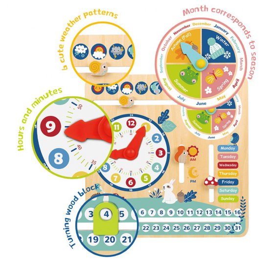 Дървен календар с часовник