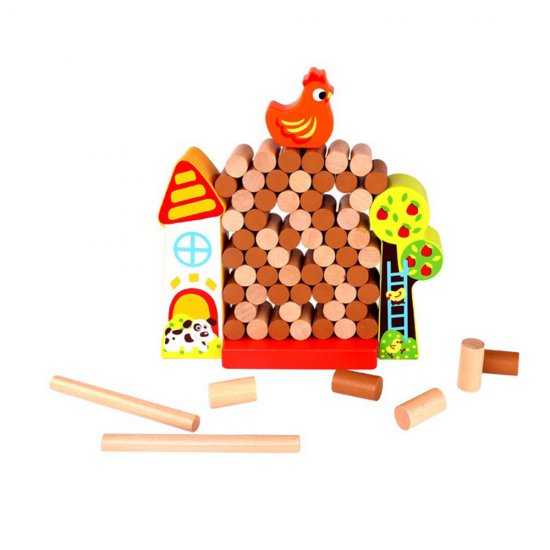Дървена игра за баланс и координация, Спаси кокошката