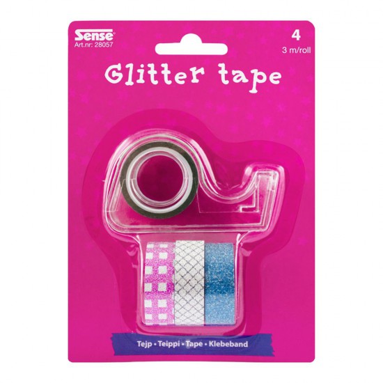 Блестящо декоративно тиксо WASHI TAPE, 4 бр. + поставка