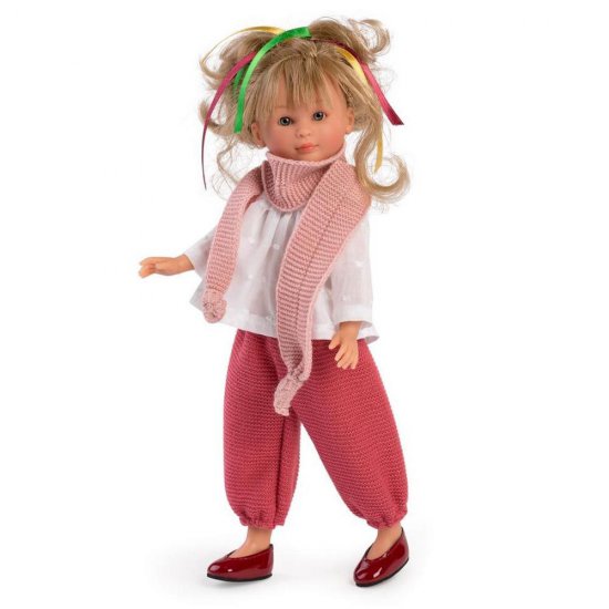 Кукла с розов шал и плетен панталон, Силия, 30 см