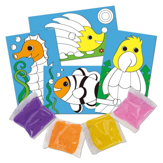 Детска игра Рисувай с клей, Животни