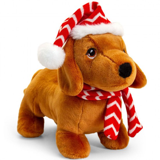 Keeleco, Екологична играчка, Keeleco, Куче дакел с коледен костюм, 25 см, Keel Toys