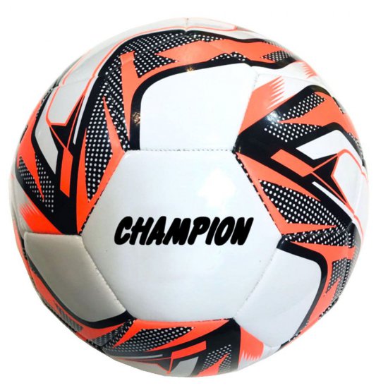 Футболна кожена топка, Champion, Бяла с оранжево