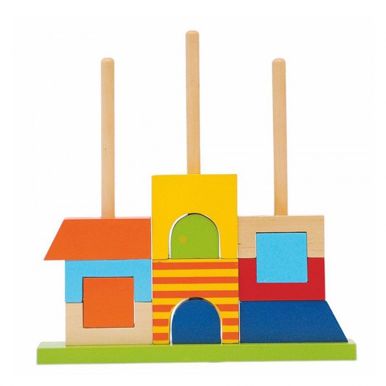 Дървена низанка - цветна къща