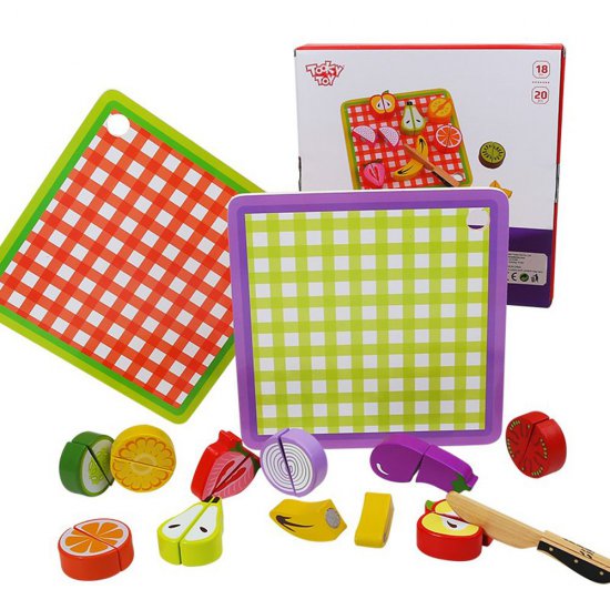 Дървени плодове за рязане с табличка