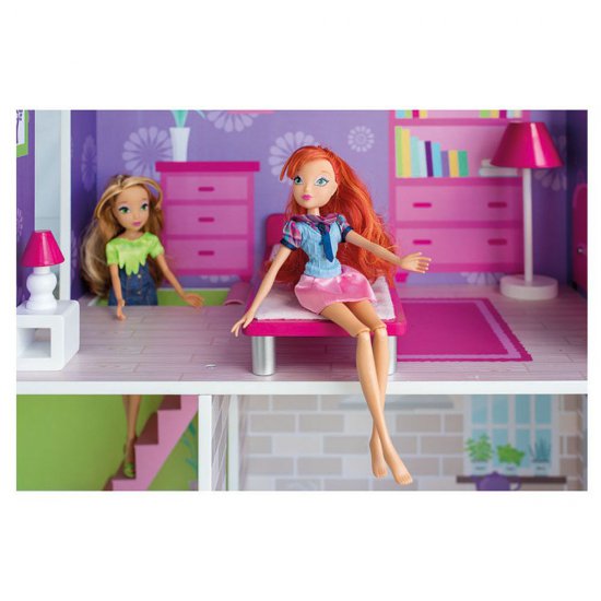 Голяма дървена къща за кукли с обзавеждане, Прованс