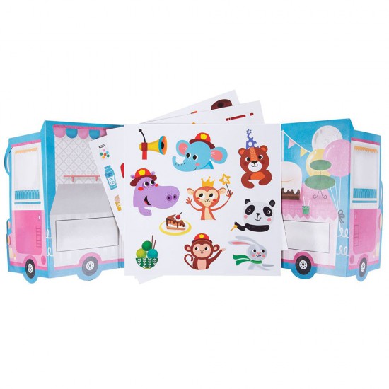 Tooky Toy, Комплект със стикери за многократна употреба, Пожарна и камион за сладолед