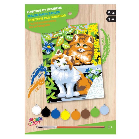 Картина за рисуване по номера с акрилни бои, Котки