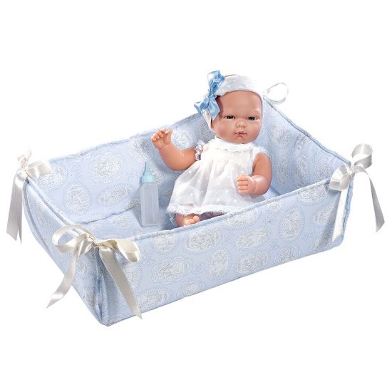 Кукла-бебе Оли в синьо кошче