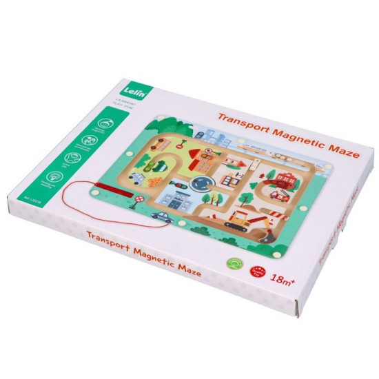 Lelin Toys, Дървен магнитен лабиринт с топчета, Трафик