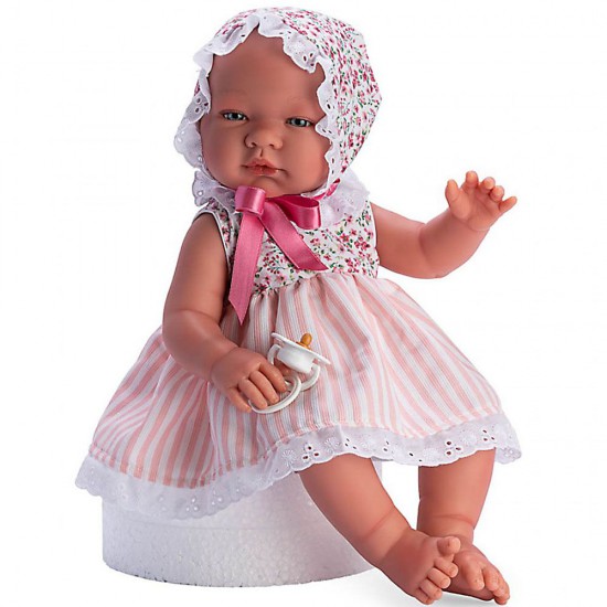 Asi, Кукла бебе Мария, с лятна рокличка и шапка на цветя