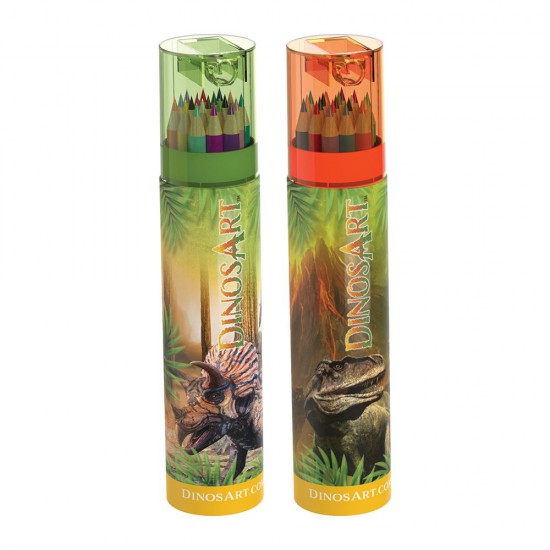 DinosArt, Цветни моливи с острилка и моливник, Динозаври