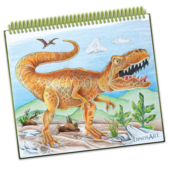 DinosArt, Творческа книга с шаблони и стикери, Динозаври