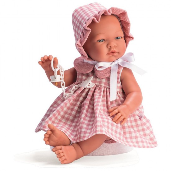 Asi, Кукла-бебе Мария, с розова рокля и шапка на квадрати