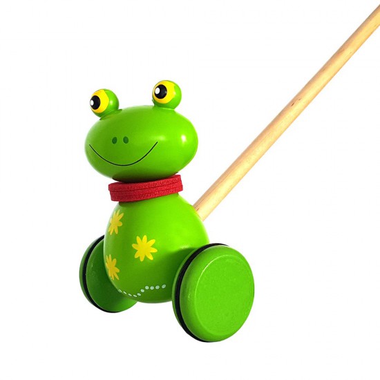 Дървена играчка за бутане - жабче