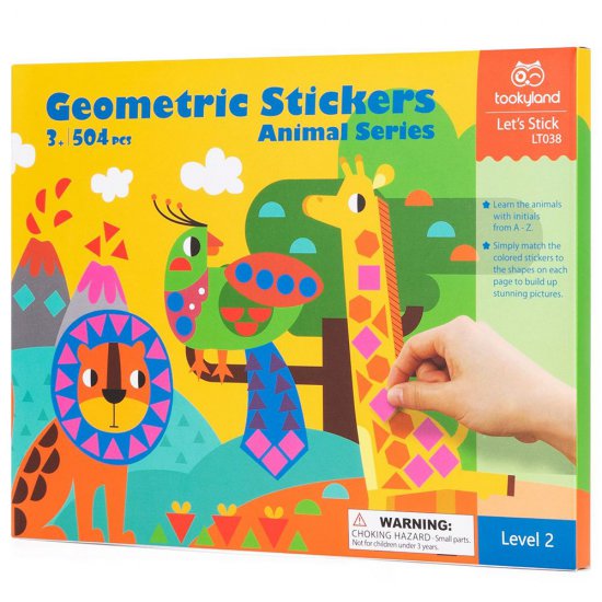 Tooky Toy, Дидактическа игра, Животни - картини с геометрични стикери