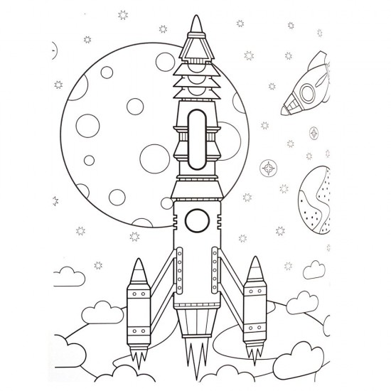 Детска книжка за оцветяване, Космос