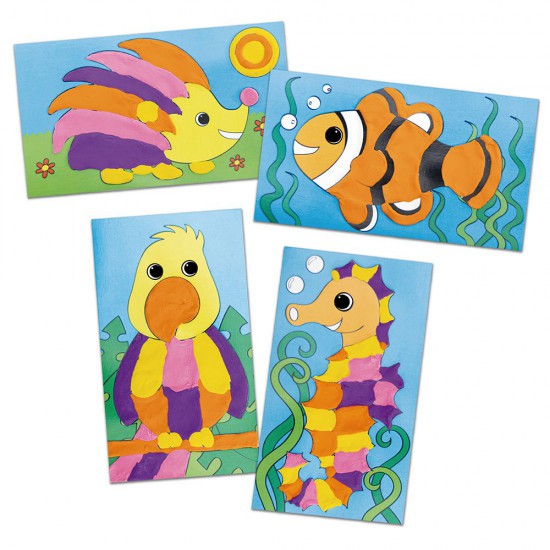 Детска игра Рисувай с клей, Животни