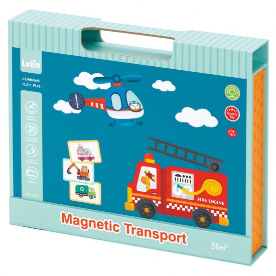 Lelin Toys, Детска магнитна книга-куфар, Превозните средства