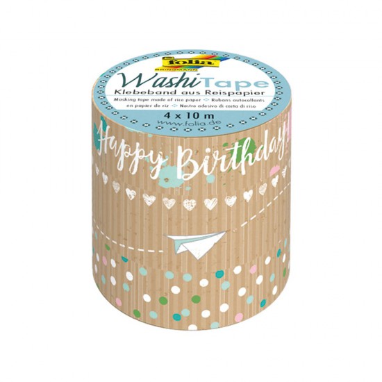 Tиксо WASHI TAPE, крафт хартия, Рожден ден II