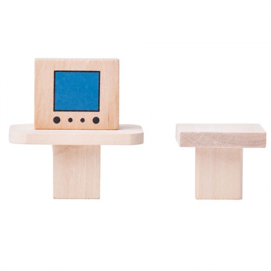 Триетажна дървена къща, с балкони, с аксесоари и кукли