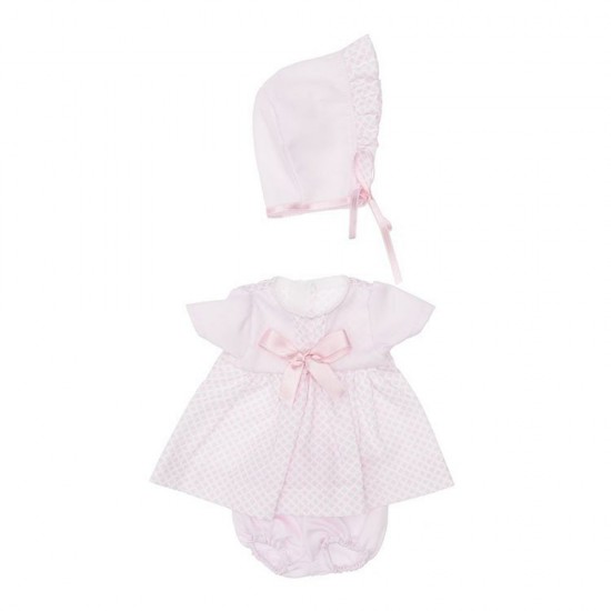 Дрехи за кукла, Рокля, шапка и гащички, розови, за кукла Коке, 36 см, Asi