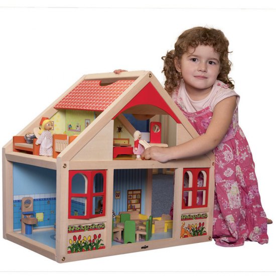 Голяма дървена къща за кукли - Вероника