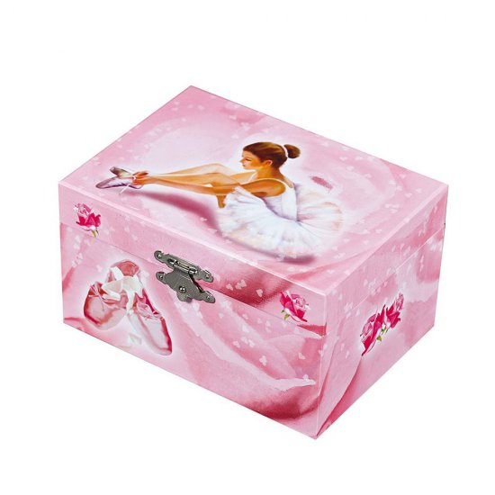Дървена музикална кутия за бижута, Балерина, розова