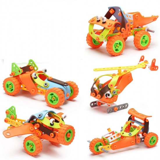 Пластмасов конструктор, Превозни средства, 5 в 1, 136 части