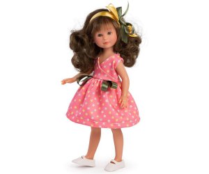 Кукла с коралова рокля на цветя, Силия, 30 см