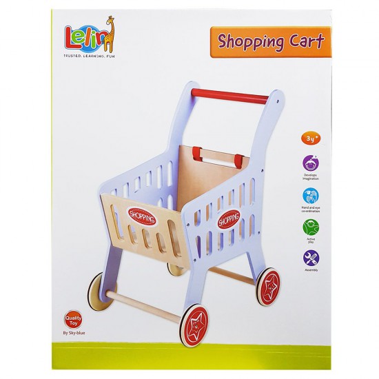 Дървена детска количка за пазаруване