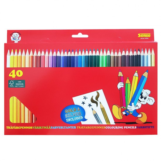 Цветни моливи, 40 броя, включен златен и сребърен