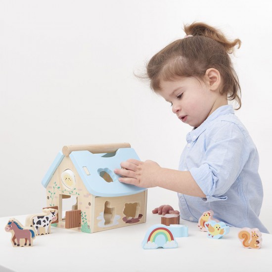 Lelin Toys, Дървена ферма-сортер, с дървени животни