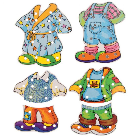 Дървена игра за нанизване - Дрехите на Боб