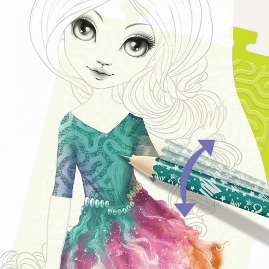 Книжка за рисуване със шаблони и стикери, Моден дизайнер, Коралия