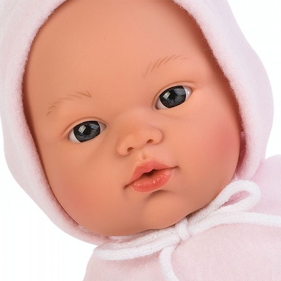 Кукла-бебе, Коке с розова палто и ританки на точки, 36 см Кукла-бебе, Коке с розова палто и ританки на точки, 36 см