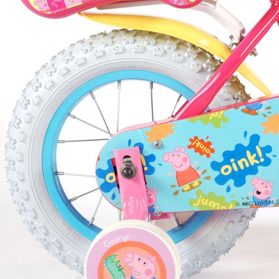Детски велосипед с помощни колела Peppa Pig, 12 инча