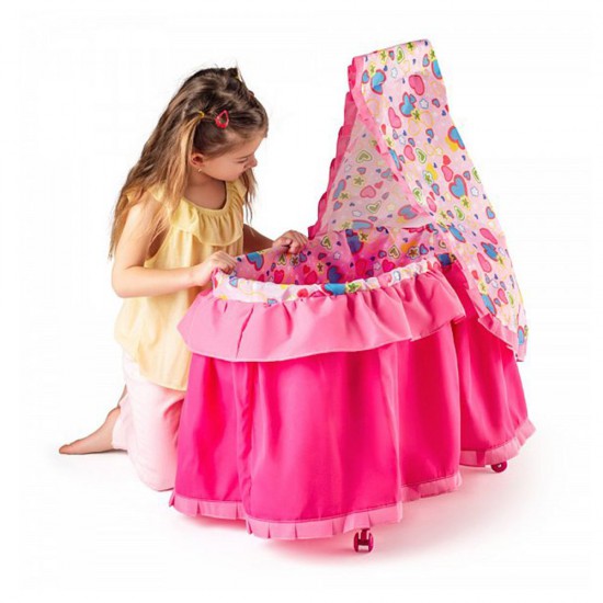 Легло за кукли с балдахин, Розово