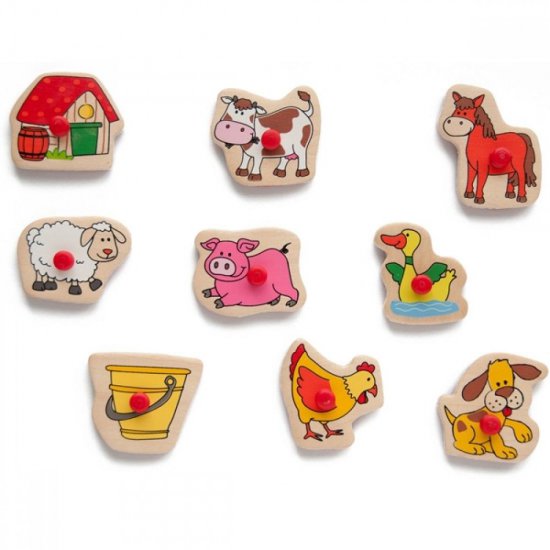 Дървен пъзел с печати "Животните във фермата"