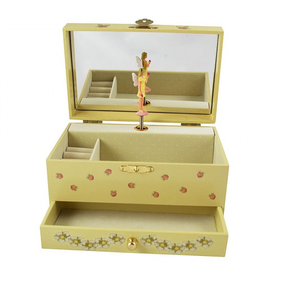 Светеща в тъмното дървена музикална кутия с чекмедже, Феята на ягодите