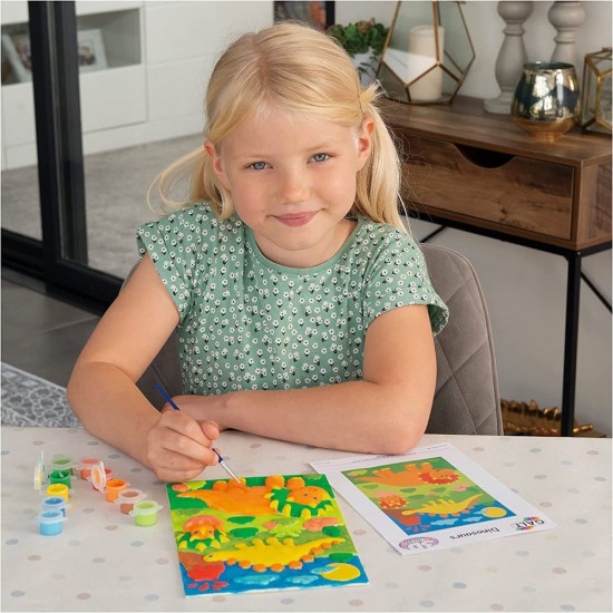 Детски комплект за рисуване на релефна картина, Динозаври