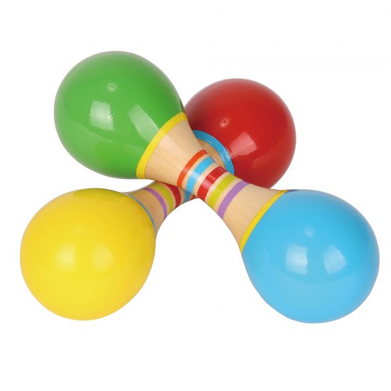 Tini Toys, Дървена двойна бебешка маракаса, асортимент