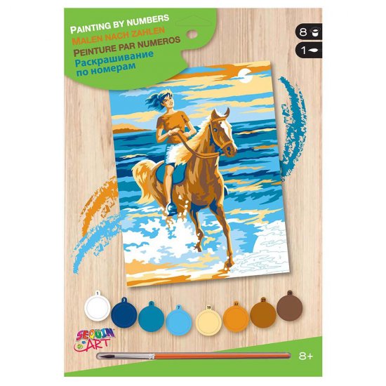 Картина за рисуване по номера с акрилни бои, Момиче на кон