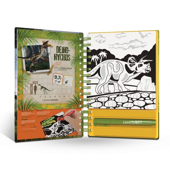 DinosArt, Творческа книга, рисуване с кадифе, Динозаври